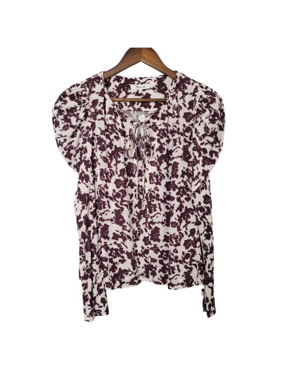 Madewell Draped Tie-Front Top Womens Size S Chocolate Raisin Career NWT